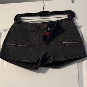 2B Bebe Charcoal Cargo Shorts with Zipper Details